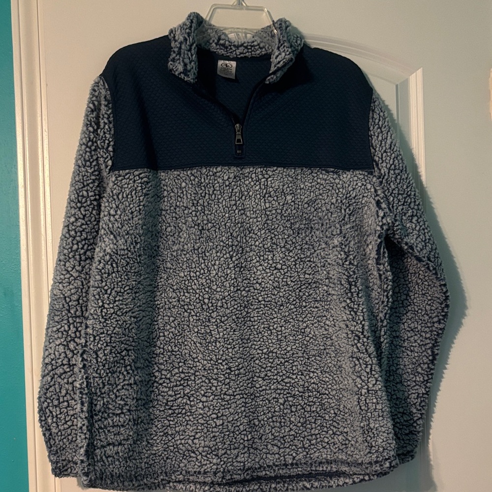 Athletic Works Women's Navy Sherpa Half Zip-Up Sweater